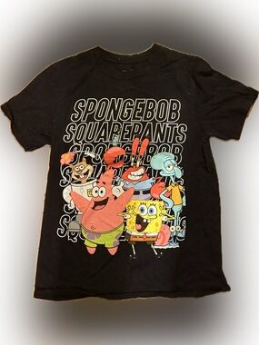 SpongeBob SquarePants Black Kids Graphic Tee with Full Character Print